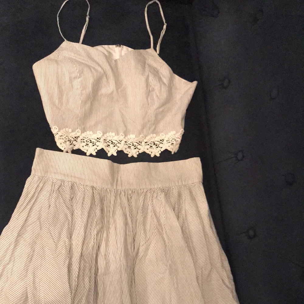 2 piece crop top and skirt